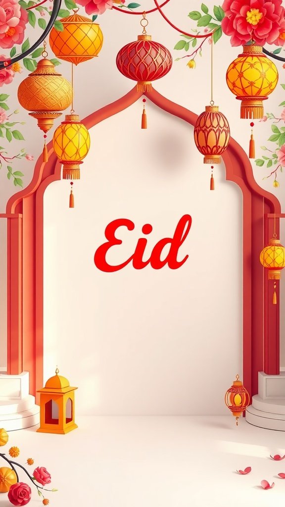 Colorful lantern-themed Eid party invitation design